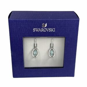 Swarovski Sparkling Dance Pierced Earrings Green, Rhodium plated